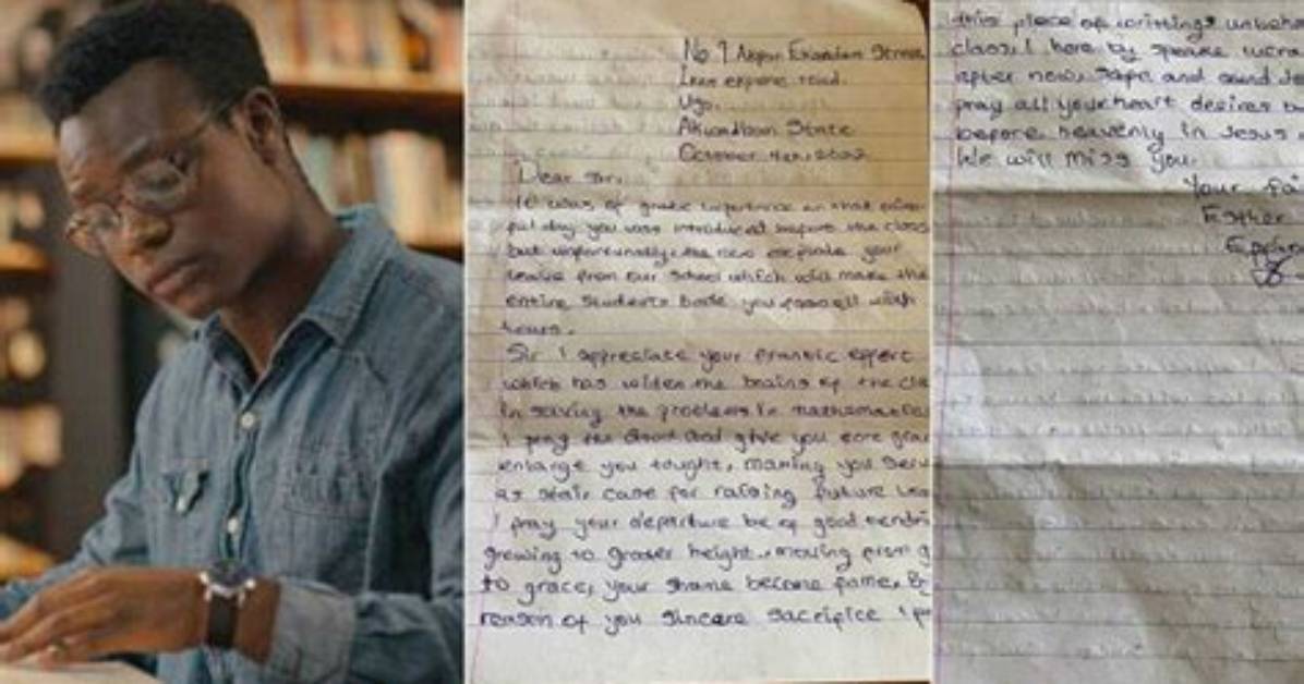 “You Dey Enter Her Eyes”: Male Teacher Displays Letter He Received from Female Student, Photo Trends